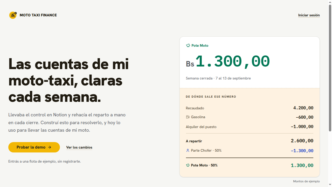 Vista previa de Moto Taxi Finance